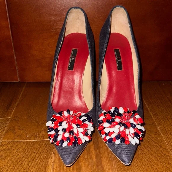 Navy and red heels 2025